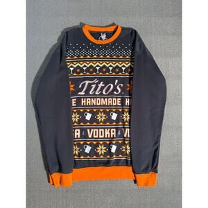 Tito’s Vodka Graphic Crewneck Sweatshirt Men XL Ugly Christmas Orange Holiday
